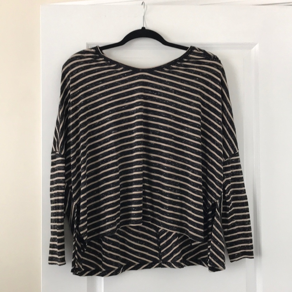 Tan and black stripped crop top
